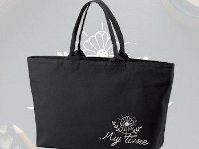 ヘヴィー キャンバス ジップトートバッグ ブラックトートバッグ 黒 ワンポイント < 女性ファッション ヘヴィー キャンバス ジップトートバッグ ブラックトートバッグ 黒 ワンポイント < 女性ファッションの