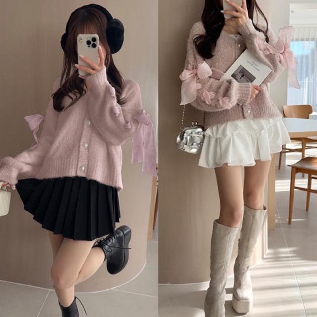 GRL★レースアップリボンフェザーニットカーディガン★ < ブランド GRL★レースアップリボンフェザーニットカーディガン★ < ブランドの