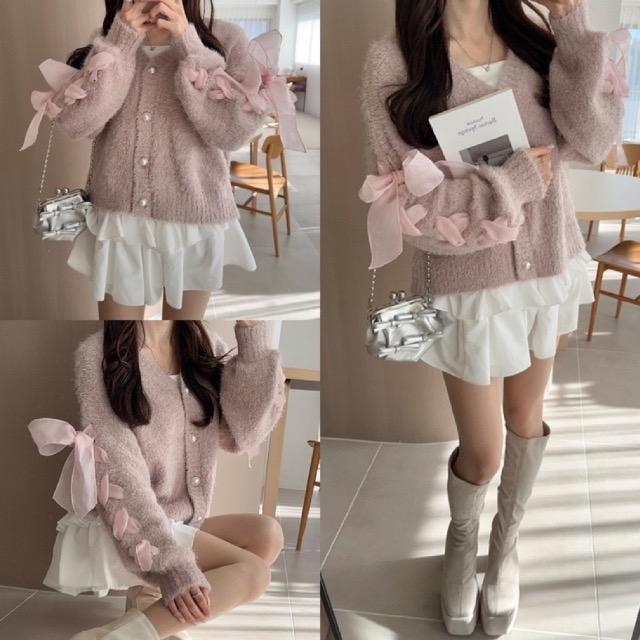 GRL★レースアップリボンフェザーニットカーディガン★ < ブランド GRL★レースアップリボンフェザーニットカーディガン★ < ブランドの