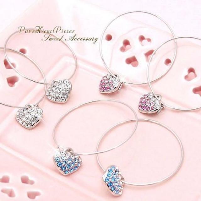 ★3色グラデーションパヴェハート★フープピアス★クリアー < 女性アクセサリー/時計  ★3色グラデーションパヴェハート★フープピアス★クリアー < 女性アクセサリー/時計の