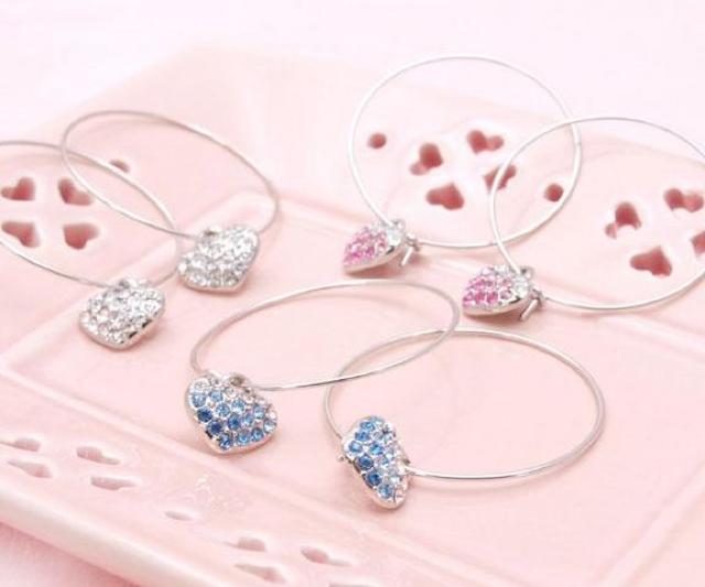 ★3色グラデーションパヴェハート★フープピアス★クリアー < 女性アクセサリー/時計  ★3色グラデーションパヴェハート★フープピアス★クリアー < 女性アクセサリー/時計の