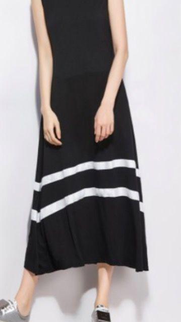 細見え☆ノースリーブ.裾ボーダーロングフレアワンピース☆紺 < 女性ファッション  細見え☆ノースリーブ.裾ボーダーロングフレアワンピース☆紺 < 女性ファッションの