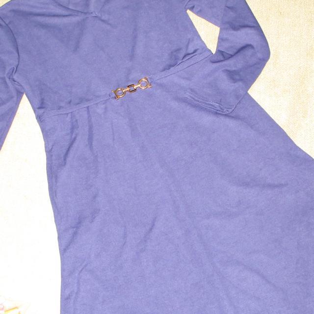 未使用☆綺麗め長袖フレアワンピース*膝丈(ブルー系) < 女性ファッション  未使用☆綺麗め長袖フレアワンピース*膝丈(ブルー系) < 女性ファッションの