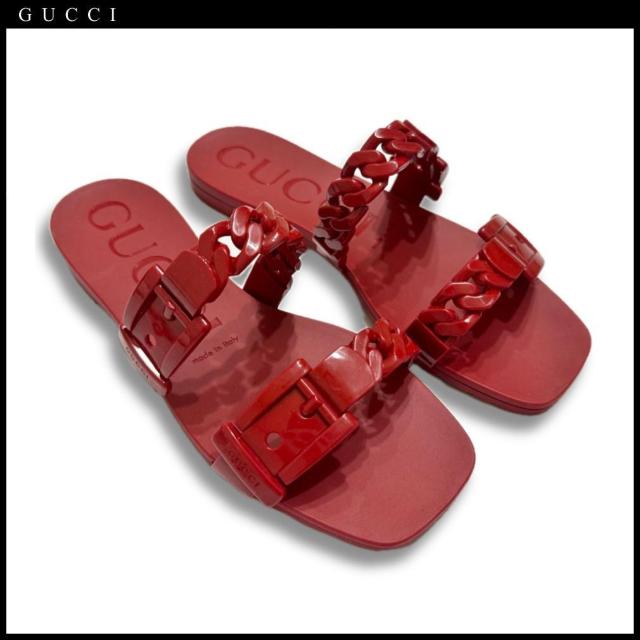 新品グッチGUCCIラバー フラット スライドサンダル チェ < ブランド 新品グッチGUCCIラバー フラット スライドサンダル チェ < ブランドの