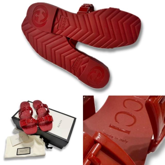 新品グッチGUCCIラバー フラット スライドサンダル チェ < ブランド 新品グッチGUCCIラバー フラット スライドサンダル チェ < ブランドの