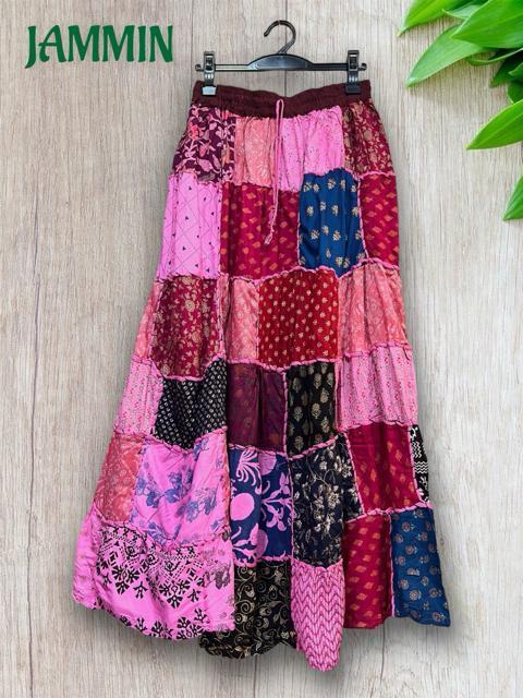 パッチワークロングスカート アジアン ピンク エスニック ヒッピー < 女性ファッション パッチワークロングスカート アジアン ピンク エスニック ヒッピー < 女性ファッションの