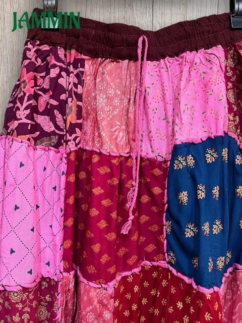 パッチワークロングスカート アジアン ピンク エスニック ヒッピー < 女性ファッション パッチワークロングスカート アジアン ピンク エスニック ヒッピー < 女性ファッションの