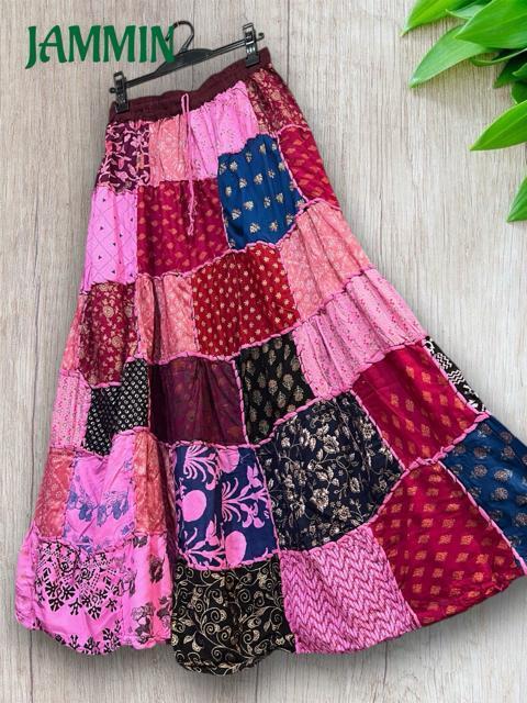 パッチワークロングスカート アジアン ピンク エスニック ヒッピー < 女性ファッション パッチワークロングスカート アジアン ピンク エスニック ヒッピー < 女性ファッションの