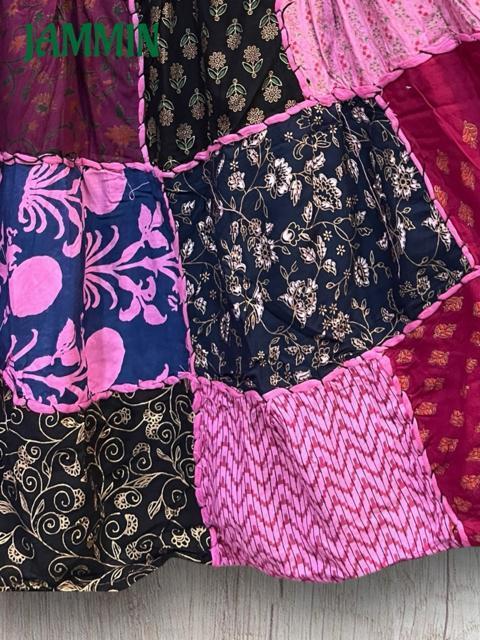 パッチワークロングスカート アジアン ピンク エスニック ヒッピー < 女性ファッション パッチワークロングスカート アジアン ピンク エスニック ヒッピー < 女性ファッションの