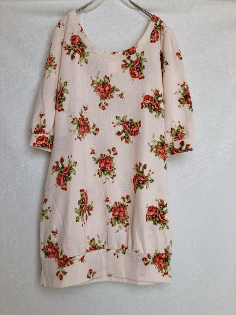 リズリサ好きな方 薔薇柄 花柄 五部袖 ニット チュニック ワンピース M N2m < ブランド リズリサ好きな方 薔薇柄 花柄 五部袖 ニット チュニック ワンピース M N2m < ブランドの