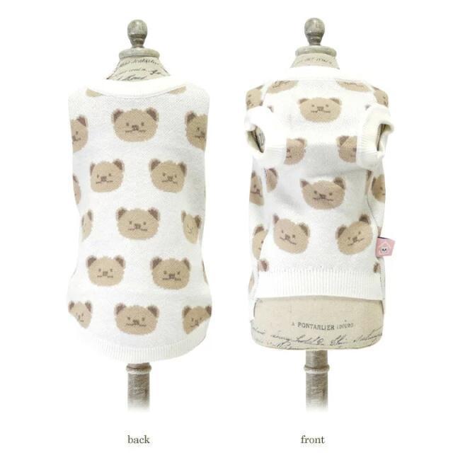 肉厚で暖か●定価3,498円●総柄 くまさんニット●白ホワイト アイボリー●ペット服 猫 犬 < ペット/手芸/園芸  肉厚で暖か●定価3,498円●総柄 くまさんニット●白ホワイト アイボリー●ペット服 猫 犬 < ペット/手芸/園芸の
