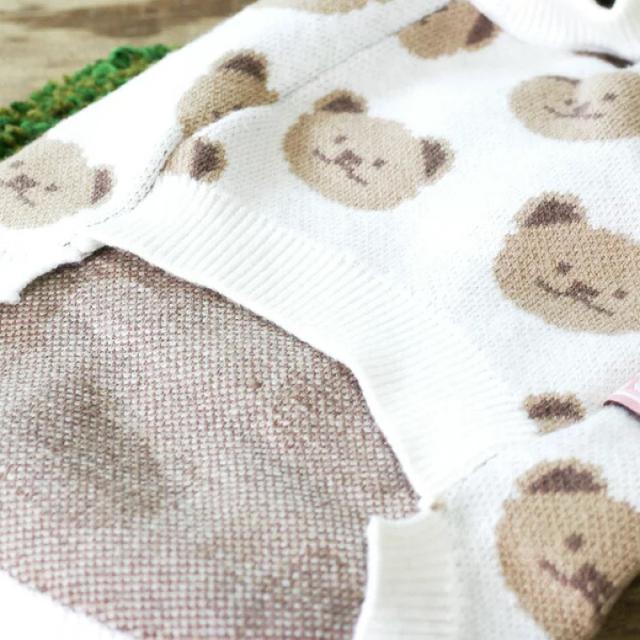 肉厚で暖か●定価3,498円●総柄 くまさんニット●白ホワイト アイボリー●ペット服 猫 犬 < ペット/手芸/園芸  肉厚で暖か●定価3,498円●総柄 くまさんニット●白ホワイト アイボリー●ペット服 猫 犬 < ペット/手芸/園芸の