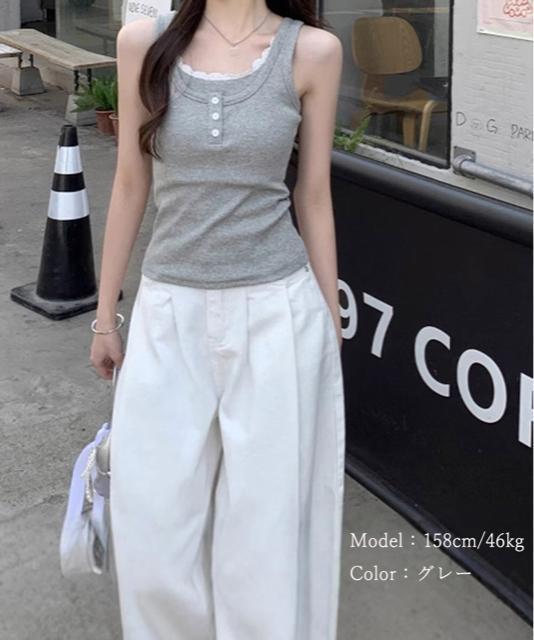 送料無料 新品 タンクトップ Uネック 韓国風 重ね着 < 女性ファッション  送料無料 新品 タンクトップ Uネック 韓国風 重ね着 < 女性ファッションの
