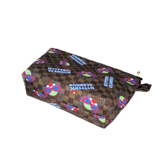 【18p幅】◆ヒスミニ◆HYSTERIC GLAMOUR◆モノグラム×市松茶地◆ファスナーポーチ < 女性ファッション 【18p幅】◆ヒスミニ◆HYSTERIC GLAMOUR◆モノグラム×市松茶地◆ファスナーポーチ < 女性ファッションの