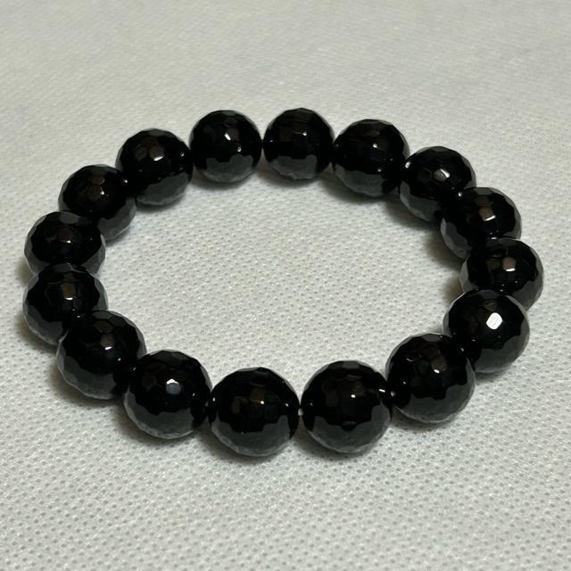 オニキス ブレスレット 64面カット 約12mm 内径約17cm 天然石 パワーストーン ブレスレット < 男性アクセサリー/時計  オニキス ブレスレット 64面カット 約12mm 内径約17cm 天然石 パワーストーン ブレスレット < 男性アクセサリー/時計の