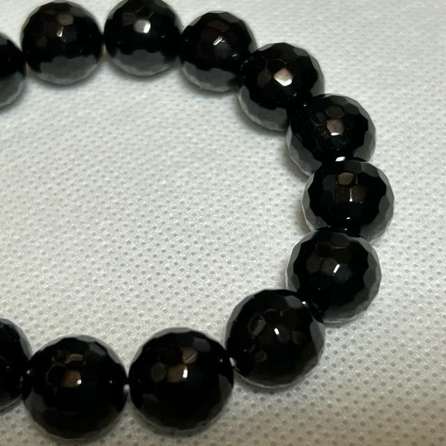 オニキス ブレスレット 64面カット 約12mm 内径約17cm 天然石 パワーストーン ブレスレット < 男性アクセサリー/時計  オニキス ブレスレット 64面カット 約12mm 内径約17cm 天然石 パワーストーン ブレスレット < 男性アクセサリー/時計の