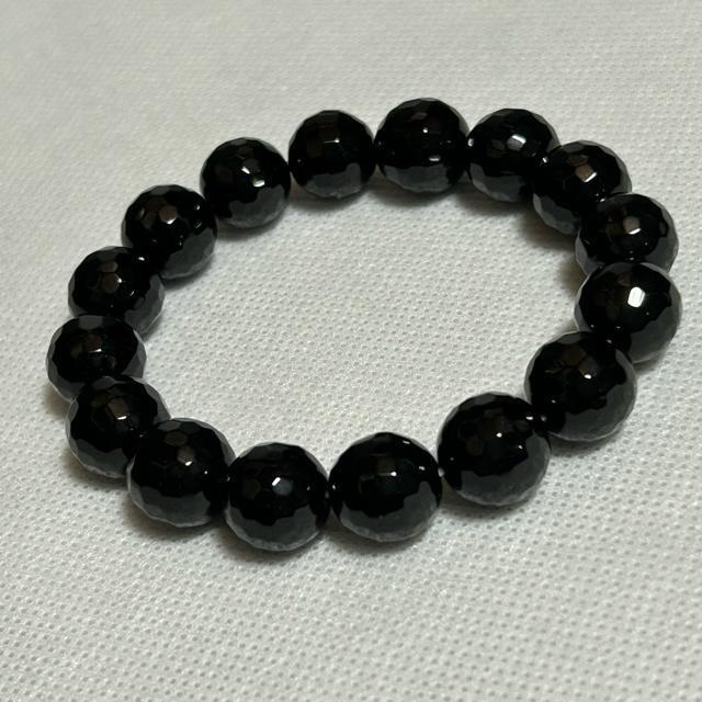 オニキス ブレスレット 64面カット 約12mm 内径約17cm 天然石 パワーストーン ブレスレット < 男性アクセサリー/時計  オニキス ブレスレット 64面カット 約12mm 内径約17cm 天然石 パワーストーン ブレスレット < 男性アクセサリー/時計の