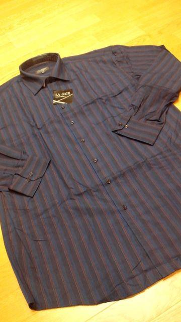 LA直輸入 LAGATEストライプ長袖シャツ 黒紺系 サイズ3XL→2XL位 南@ < 男性ファッション LA直輸入 LAGATEストライプ長袖シャツ 黒紺系 サイズ3XL→2XL位 南@ < 男性ファッションの