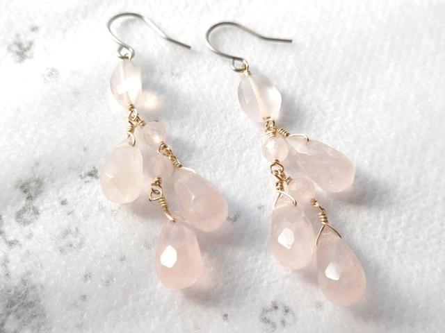 14kgf*ローズクォーツのピアス*23017 < 女性アクセサリー/時計 14kgf*ローズクォーツのピアス*23017 < 女性アクセサリー/時計の