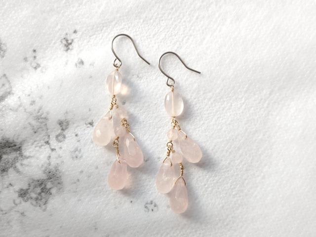 14kgf*ローズクォーツのピアス*23017 < 女性アクセサリー/時計 14kgf*ローズクォーツのピアス*23017 < 女性アクセサリー/時計の