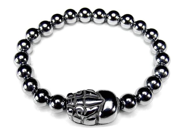 AAA高純度テラヘルツ鉱石約8mm弱 ヒキュウ彫刻数珠ブレスレット < 女性アクセサリー/時計  AAA高純度テラヘルツ鉱石約8mm弱 ヒキュウ彫刻数珠ブレスレット  < 女性アクセサリー/時計の