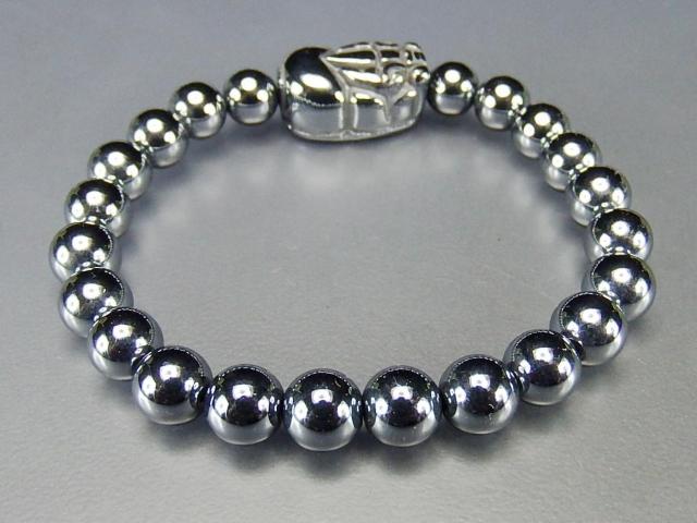 AAA高純度テラヘルツ鉱石約8mm弱 ヒキュウ彫刻数珠ブレスレット < 女性アクセサリー/時計  AAA高純度テラヘルツ鉱石約8mm弱 ヒキュウ彫刻数珠ブレスレット < 女性アクセサリー/時計の