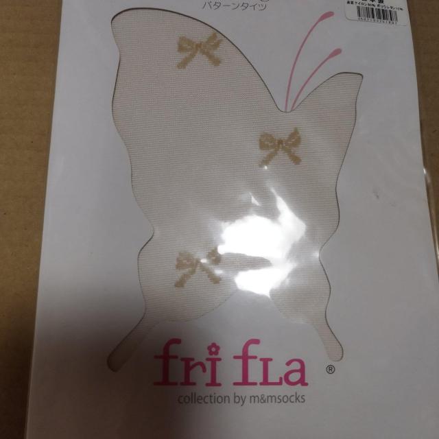 fri flaリボン柄パターンタイツ ベージュ柄ストッキング 日本製 M?L < 女性ファッション  fri flaリボン柄パターンタイツ ベージュ柄ストッキング 日本製 M?L < 女性ファッションの
