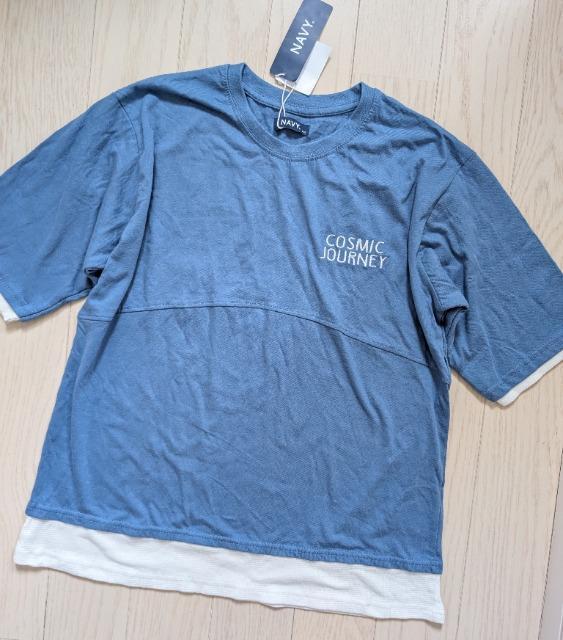 160★NAVY★重ね着風Tシャツ★新品★送料無料 < キッズ/ベビー  160★NAVY★重ね着風Tシャツ★新品★送料無料 < キッズ/ベビーの