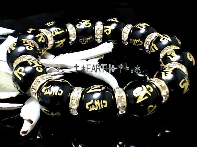 天然石★14ミリ金彫り六字真言黒瑪瑙オニキスロンデルオラオラ数珠 < 男性アクセサリー/時計 天然石★14ミリ金彫り六字真言黒瑪瑙オニキスロンデルオラオラ数珠 < 男性アクセサリー/時計の