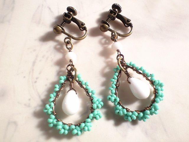 シードレース*ミントフリルのイヤリング*15019 < 女性アクセサリー/時計  シードレース*ミントフリルのイヤリング*15019  < 女性アクセサリー/時計の