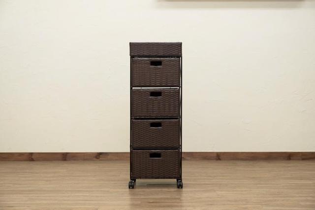 【送料無料】ラタン調 チェスト4段 ランドリーチェスト 収納 棚 ラック < インテリア/ライフ  【送料無料】ラタン調 チェスト4段 ランドリーチェスト 収納 棚 ラック < インテリア/ライフの