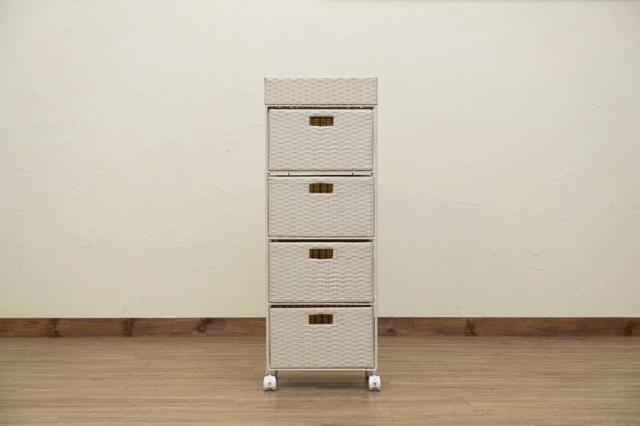 【送料無料】ラタン調 チェスト4段 ランドリーチェスト 収納 棚 ラック < インテリア/ライフ  【送料無料】ラタン調 チェスト4段 ランドリーチェスト 収納 棚 ラック < インテリア/ライフの