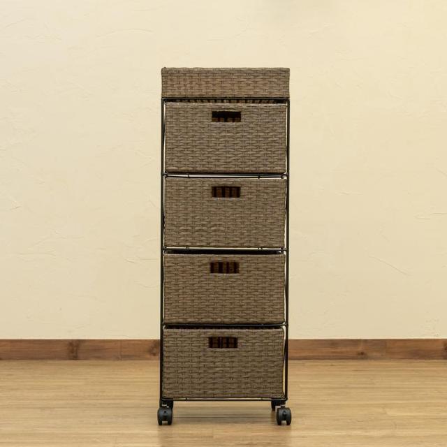 【送料無料】ラタン調 チェスト4段 ランドリーチェスト 収納 棚 ラック < インテリア/ライフ  【送料無料】ラタン調 チェスト4段 ランドリーチェスト 収納 棚 ラック < インテリア/ライフの