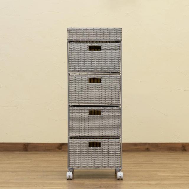 【送料無料】ラタン調 チェスト4段 ランドリーチェスト 収納 棚 ラック < インテリア/ライフ  【送料無料】ラタン調 チェスト4段 ランドリーチェスト 収納 棚 ラック < インテリア/ライフの