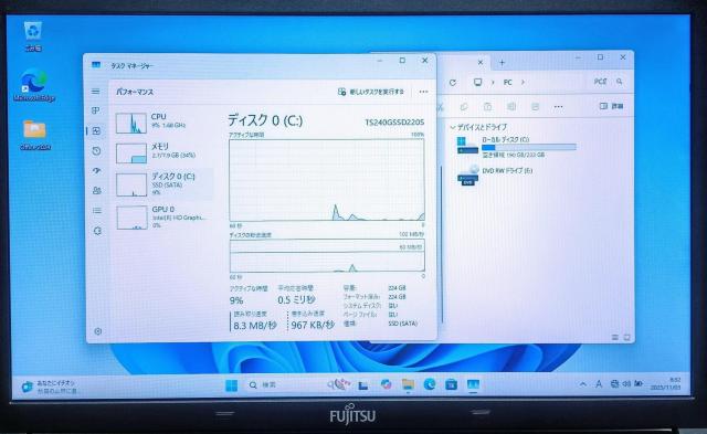 FUJITSU LIFEBOOK Corei5 8GB SSD240GB Windows11 m[gp\RDVD eL[  PC{/Ӌ@ 