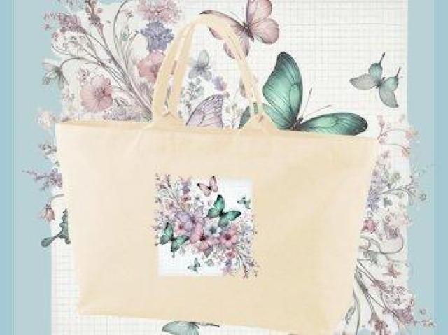 ヘヴィー キャンバス ジップトートバッグ バタフライ パステルカラー 花と蝶 < 女性ファッション ヘヴィー キャンバス ジップトートバッグ バタフライ パステルカラー 花と蝶 < 女性ファッションの