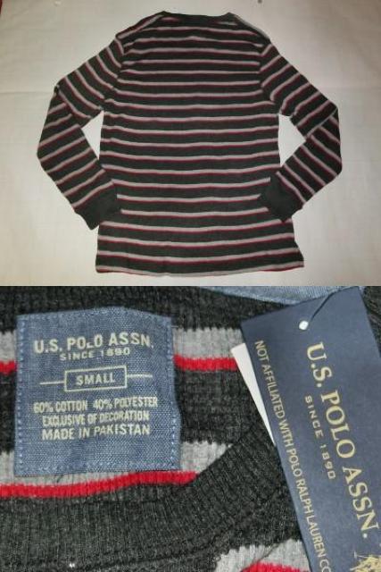 【US.POLO.ASSN.】薄手ニット素材 ボーダー柄セーターUS S < 男性ファッション  【US.POLO.ASSN.】薄手ニット素材 ボーダー柄セーターUS S < 男性ファッションの