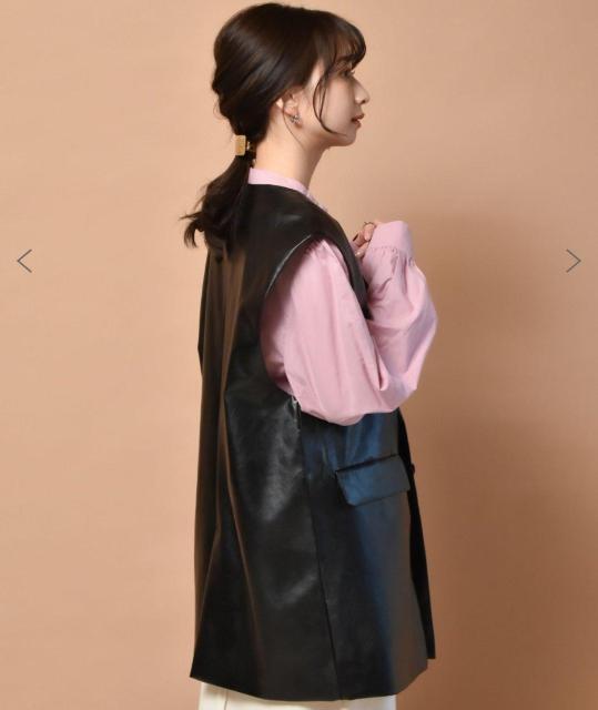 RETRO GIRL レトロガール ポケ付きレザーベスト ブラック フリーサイズ 一度着用美品 < ブランド  RETRO GIRL レトロガール ポケ付きレザーベスト ブラック フリーサイズ 一度着用美品 < ブランドの