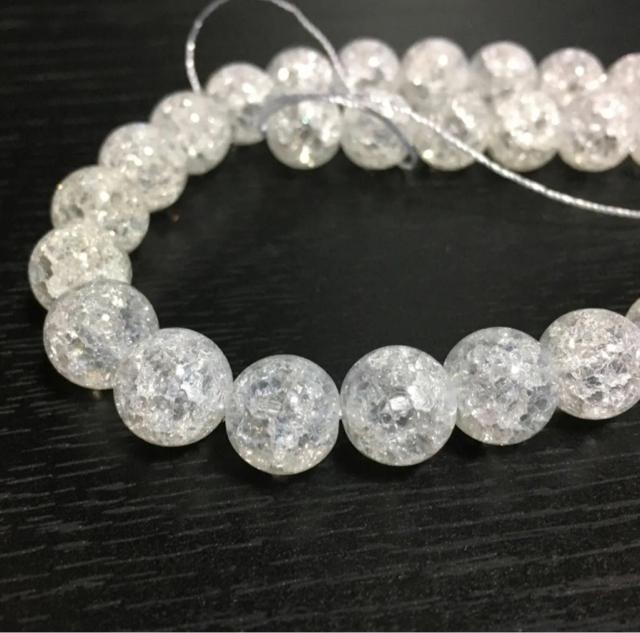 クラック水晶 10mm玉 ブレスレット2本分 アクセサリー作製材料 連売り < ペット/手芸/園芸  クラック水晶 10mm玉 ブレスレット2本分 アクセサリー作製材料 連売り < ペット/手芸/園芸の