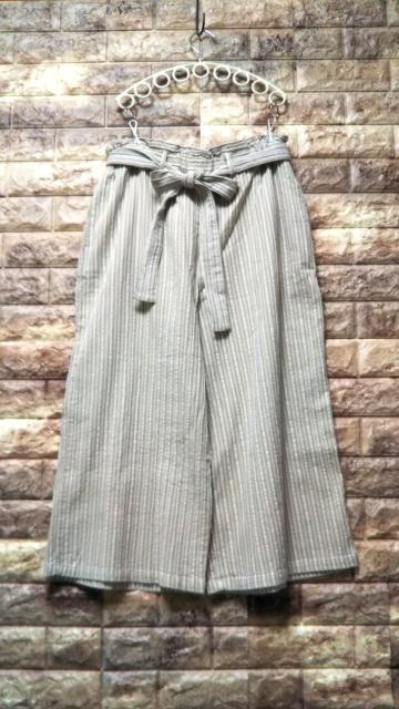 *north object de petit*ストライプ織り柄 ワイドパンツ 新品 グレージュ < 女性ファッション *north object de petit*ストライプ織り柄 ワイドパンツ 新品 グレージュ < 女性ファッションの