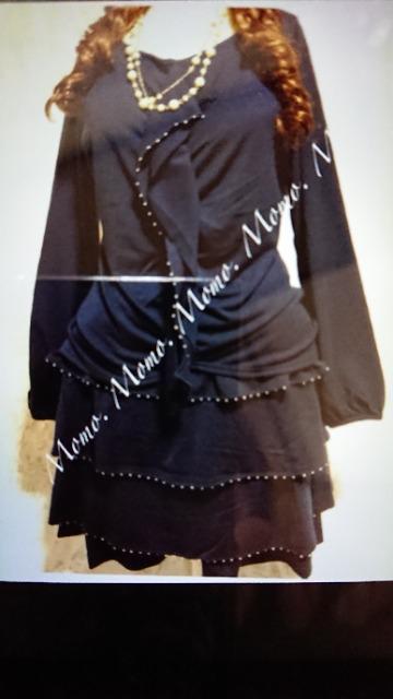 新品 大きいサイズLL ネイビー、ビーズ使い上下セットアップ < 女性ファッション  新品 大きいサイズLL ネイビー、ビーズ使い上下セットアップ  < 女性ファッションの