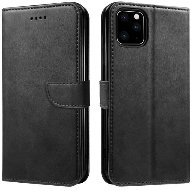 iPhone12/12Pro�蒠�^�P�[�X �X�^���h�@�\�t�� �J�[�h���[ �ϏՌ� PU���U�[ �J�o�[ �u���b�N(6.1�C���`)  �� �Ɠd/AV�� 