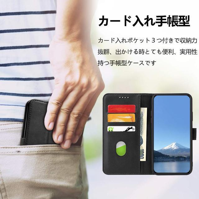 iPhone12/12Pro�蒠�^�P�[�X �X�^���h�@�\�t�� �J�[�h���[ �ϏՌ� PU���U�[ �J�o�[ �u���b�N(6.1�C���`) �� �Ɠd/AV�� 