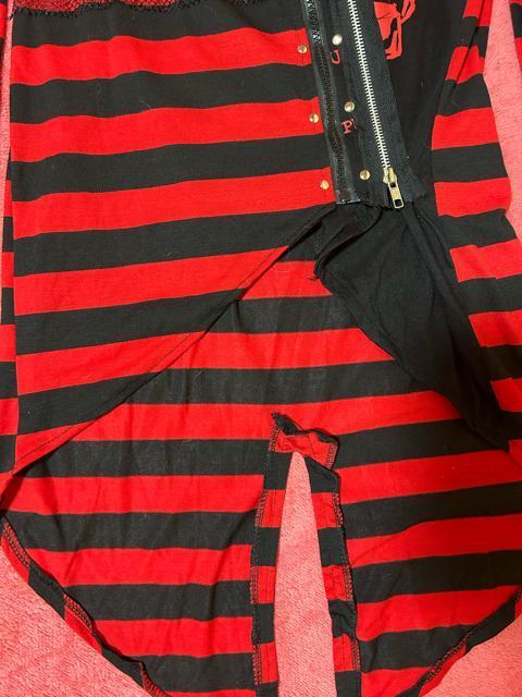 Drug Haney 赤黒ボーダー うさぎ耳フード ジップアップロングパーカー 男女兼用 新品未使用タグ付き < 女性ファッション Drug Haney 赤黒ボーダー うさぎ耳フード ジップアップロングパーカー 男女兼用 新品未使用タグ付き < 女性ファッションの