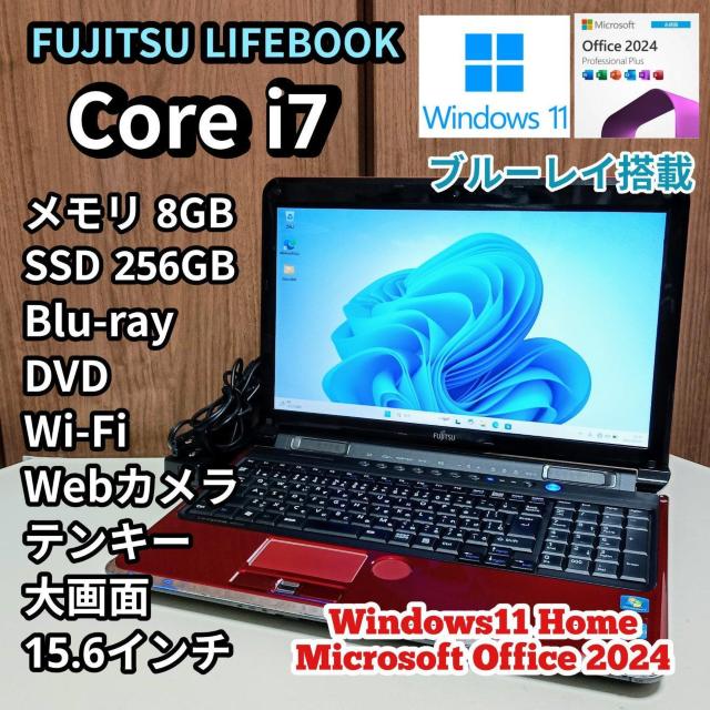 FUJITSU LIFEBOOK Corei7 ������8GB SSD256GB �u���[���C Web�J���� Windows11  �� PC�{��/���Ӌ@��� 
