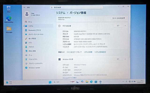 FUJITSU LIFEBOOK Corei7 ������8GB SSD256GB �u���[���C Web�J���� Windows11 �� PC�{��/���Ӌ@��� 