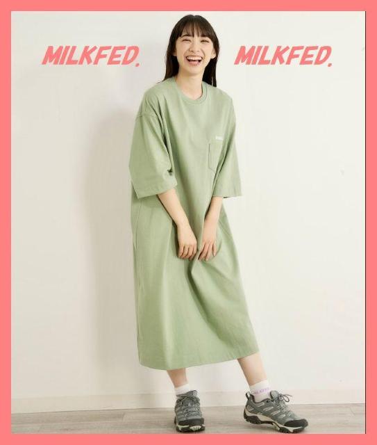 ☆ミルクフェド☆超美品☆完売バックテープロゴポケットTシャツワンピ☆ < ブランド  ☆ミルクフェド☆超美品☆完売バックテープロゴポケットTシャツワンピ☆  < ブランドの