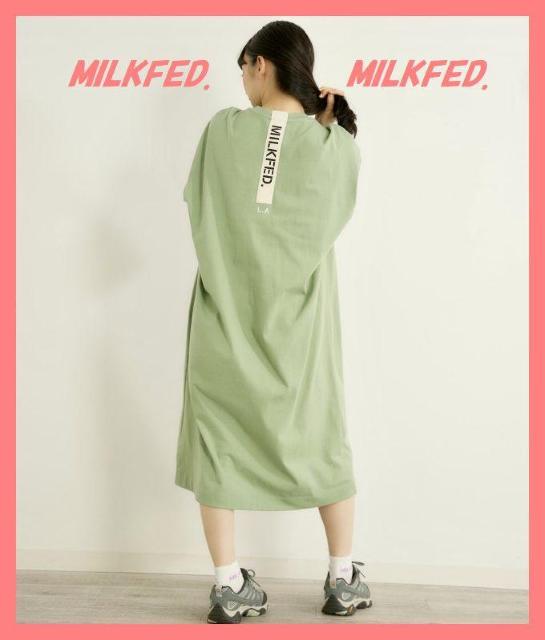 ☆ミルクフェド☆超美品☆完売バックテープロゴポケットTシャツワンピ☆ < ブランド  ☆ミルクフェド☆超美品☆完売バックテープロゴポケットTシャツワンピ☆ < ブランドの