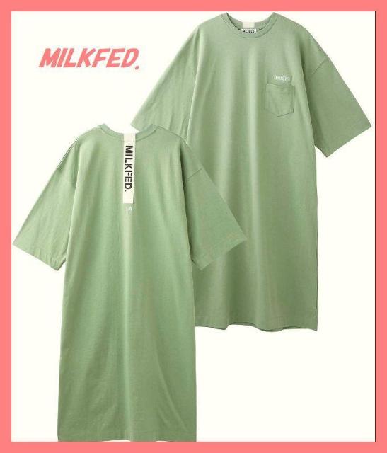 ☆ミルクフェド☆超美品☆完売バックテープロゴポケットTシャツワンピ☆ < ブランド  ☆ミルクフェド☆超美品☆完売バックテープロゴポケットTシャツワンピ☆ < ブランドの
