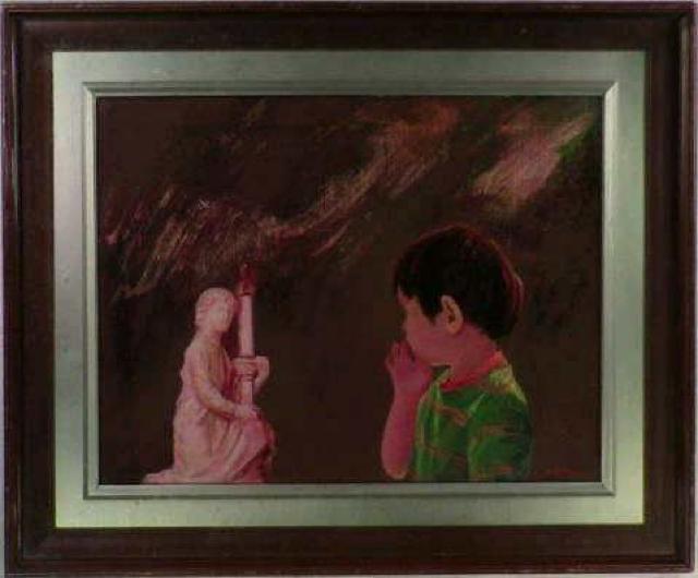 絵画 油彩 渡辺昌明『小さな夢想家』真作保証 原画 < ホビー  絵画 油彩 渡辺昌明『小さな夢想家』真作保証 原画  < ホビーの